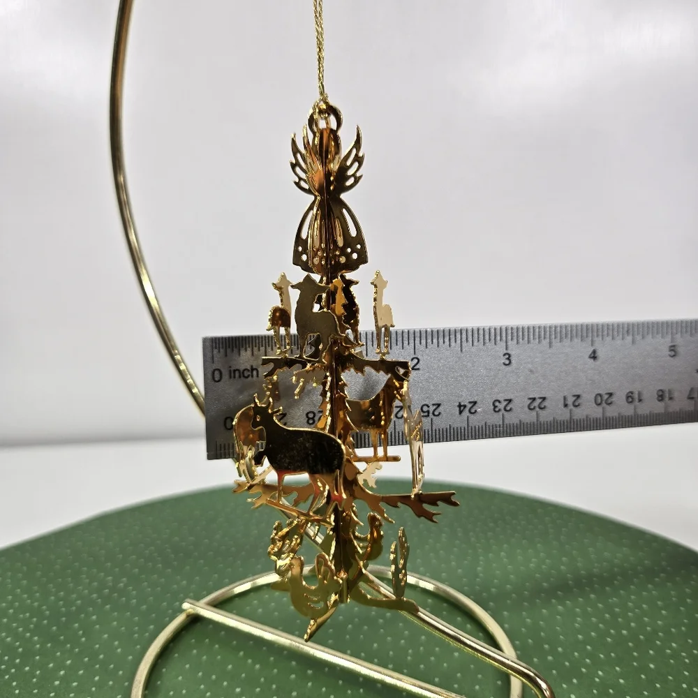 Danbury Mint Tree Angel Annual Gold Plated 3D Christmas Ornament VTG 1986 Manger